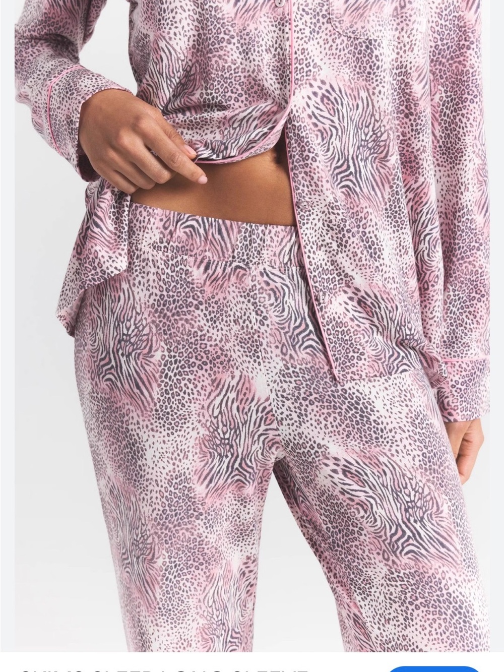 BRAND NEW W/ TAGS! SKIMS Pink Animal-Print Pajama Top & matching bottom Size L